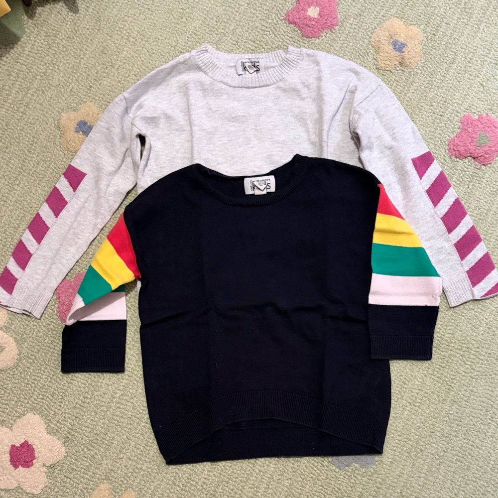 Cotton Kids Striped Sleeve Kids Sweater Set / Bundle